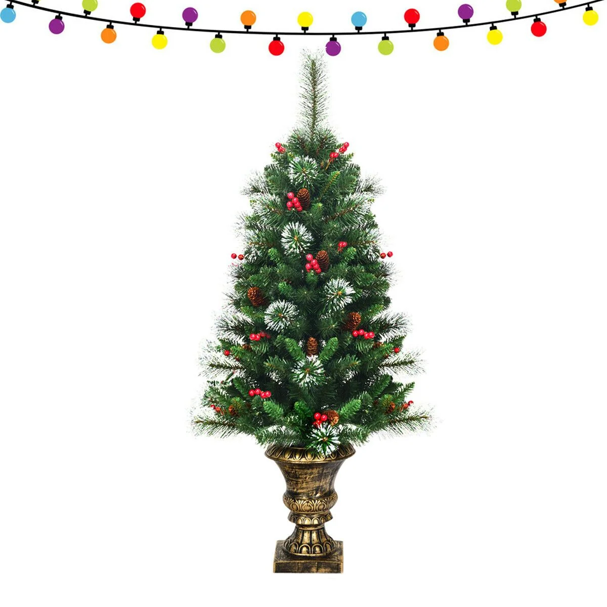 Sophisticated Snow Flocked Pre Lit Artificial Christmas Tree 4 Ft Organic