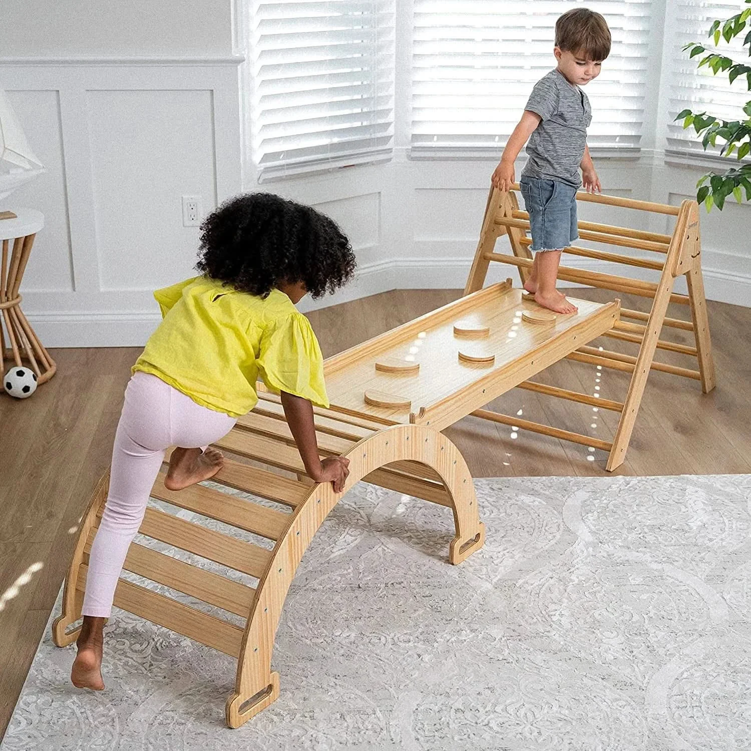 Healthy Hazel Pikler Triangle Slide Rocker Set Natural