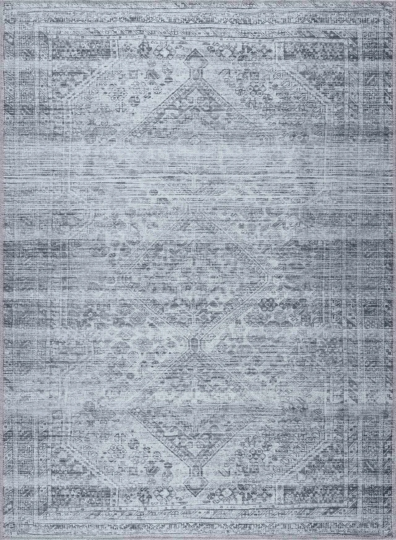Organic Barny Gray Blue Washable Rug - Durable