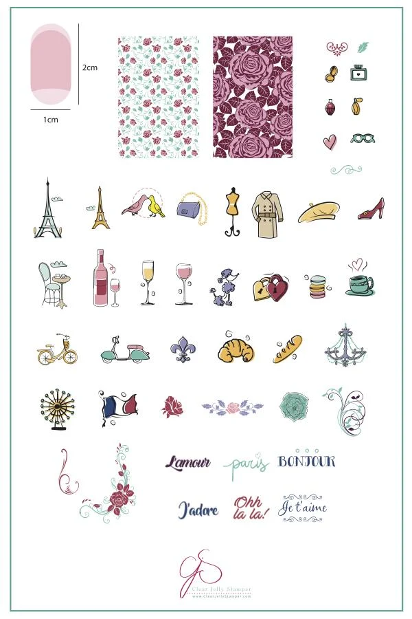 Recyclable A Taste of France CJS-47 - Clear Jelly Stamping Plate Elegant