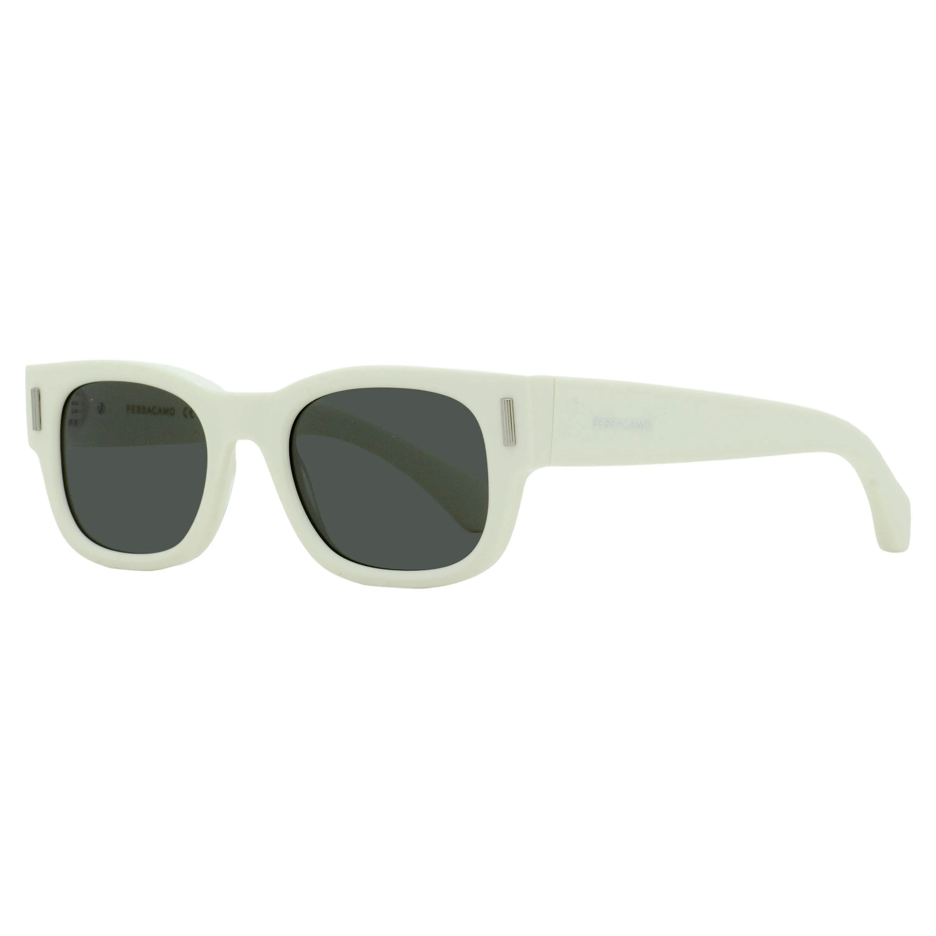 Clean Ferragamo Rectangular Rivet Sunglasses SF2064SE 103 Ivory 51mm Soft