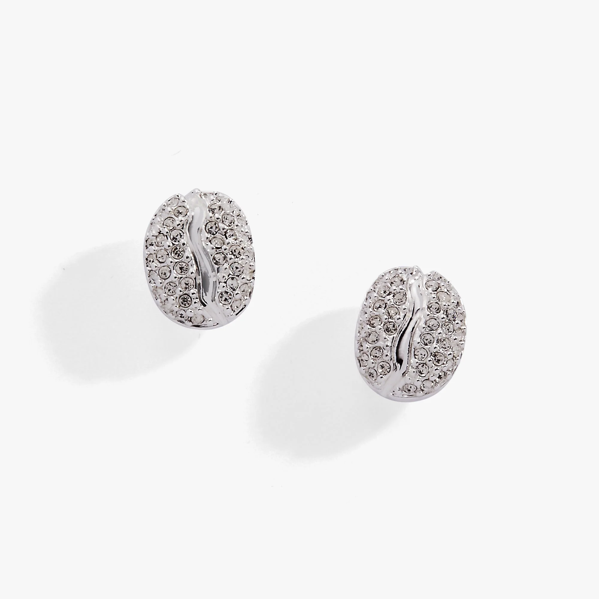 Authentic Coffee Bean Pave Crystal Stud Earrings Smart