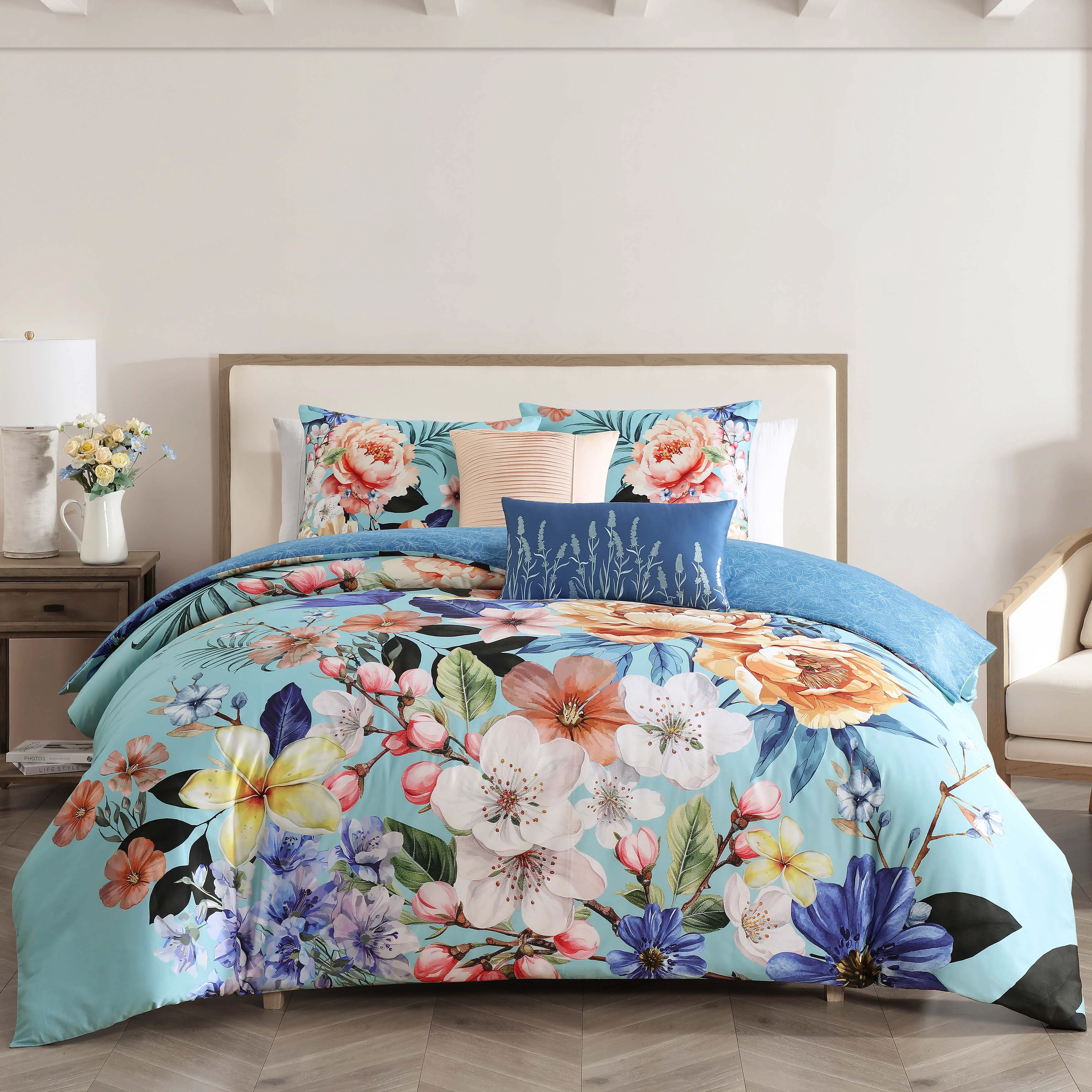Durable Bebejan Turquoise Reverie 5 Piece Reversible Comforter Set Exclusive