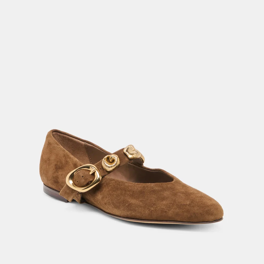 Luxury Dolce Vita Loree Ballet Flats in Chestnut Suede Innovative