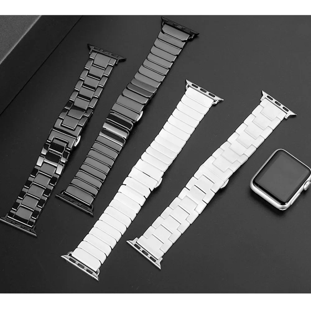 Superior Apple Watch Ceramic Strap - Premium Stainless Steel Clasp Classic