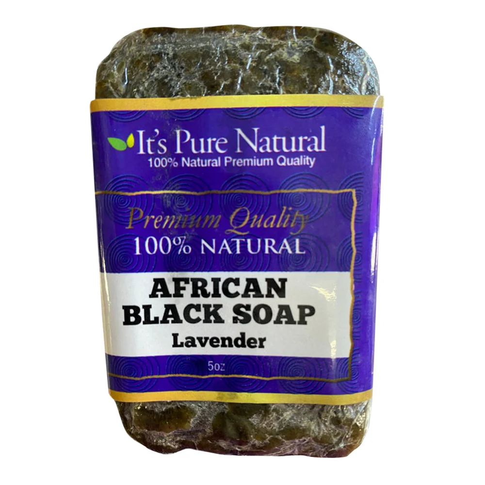 Solid Its Pure Natural African Black Soap Lavender for Deep Cleansing and Soothing Skin 5Oz 141g Dependable