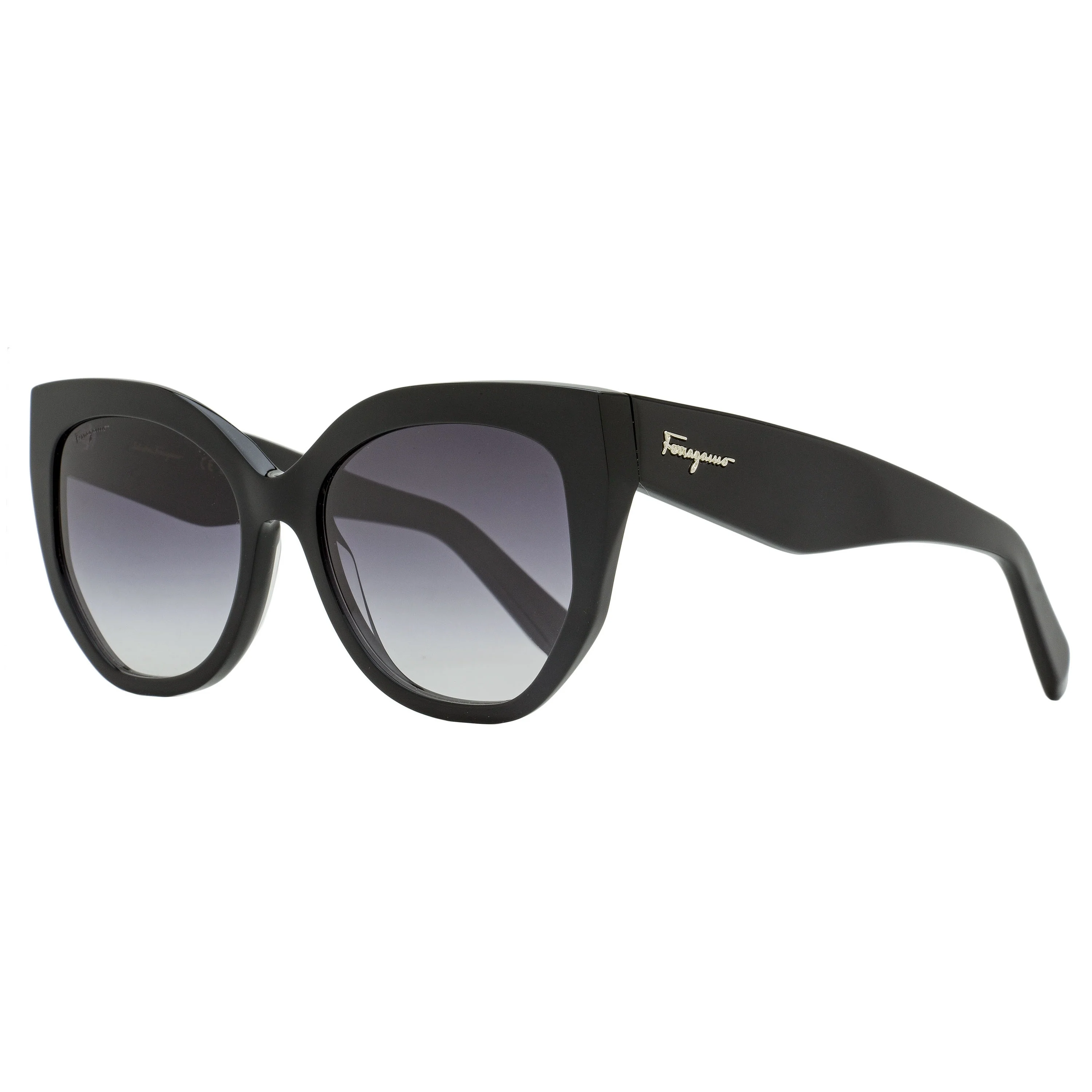 Crafted Ferragamo Sculpted Cat-Eye Sunglasses SF1061S 001 Black 56mm Sophisticated
