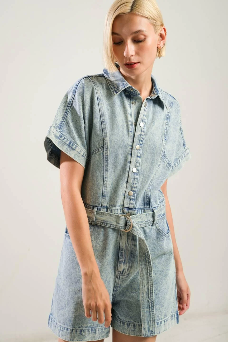 Versatile Countryside Charm Denim Romper Comfortable