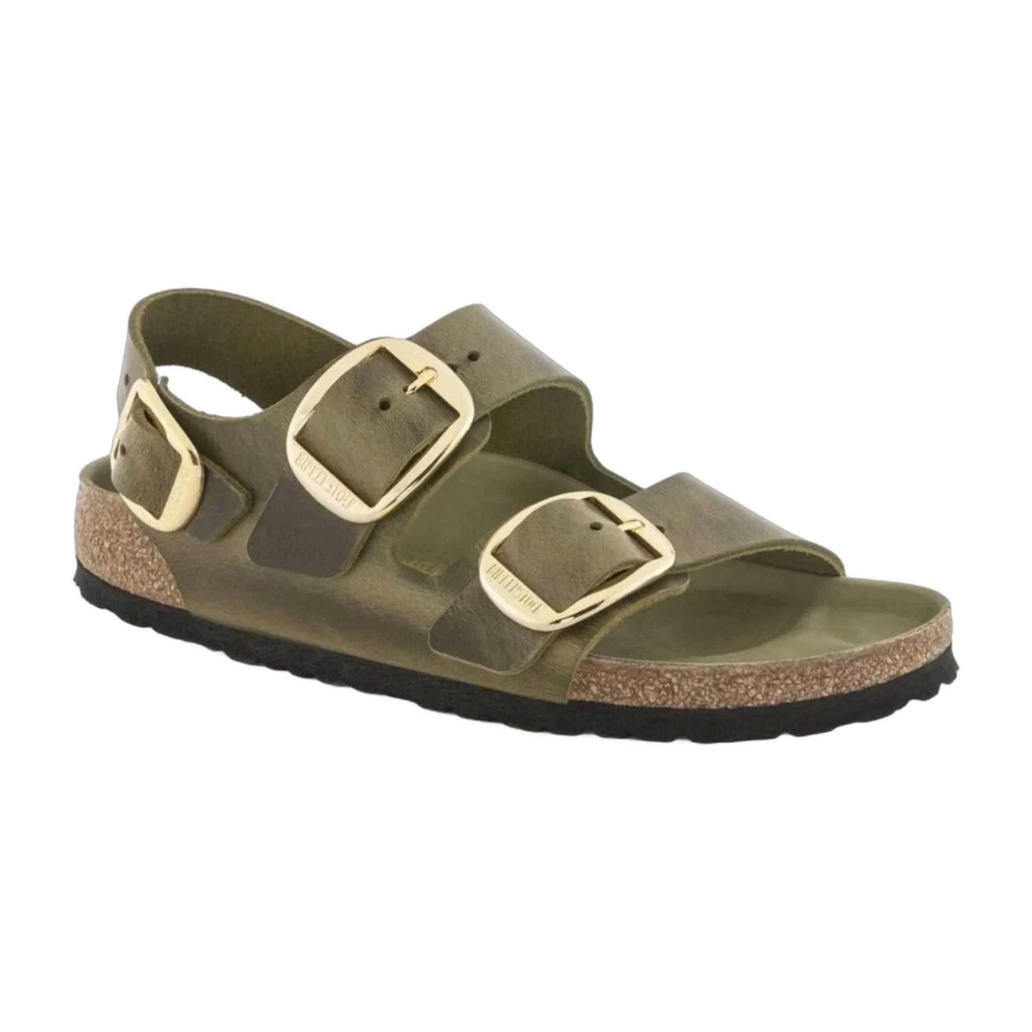 Advanced Birkenstock Unisex Milano Big Buckle Natural Leather Olive Green Specialty