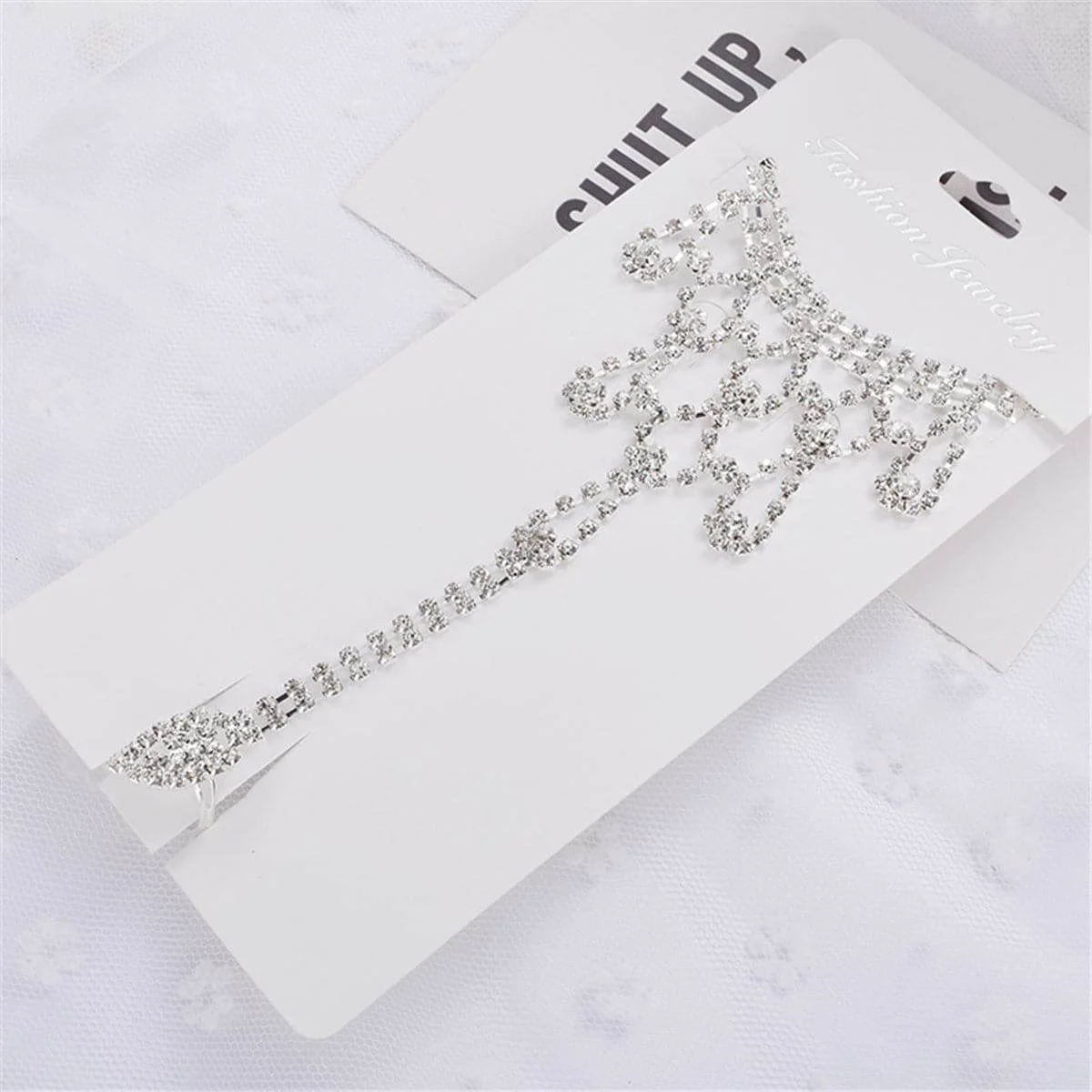 Functional Cubic Zirconia Silver Plated Ornate Ankle-To-Toe Ring Anklet Enhanced