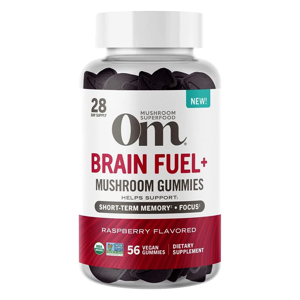 Advanced Om Mushrooms Brain Fuel Plus Support Focus Gummies Rasperry Flavoured 56Ea User-Friendly