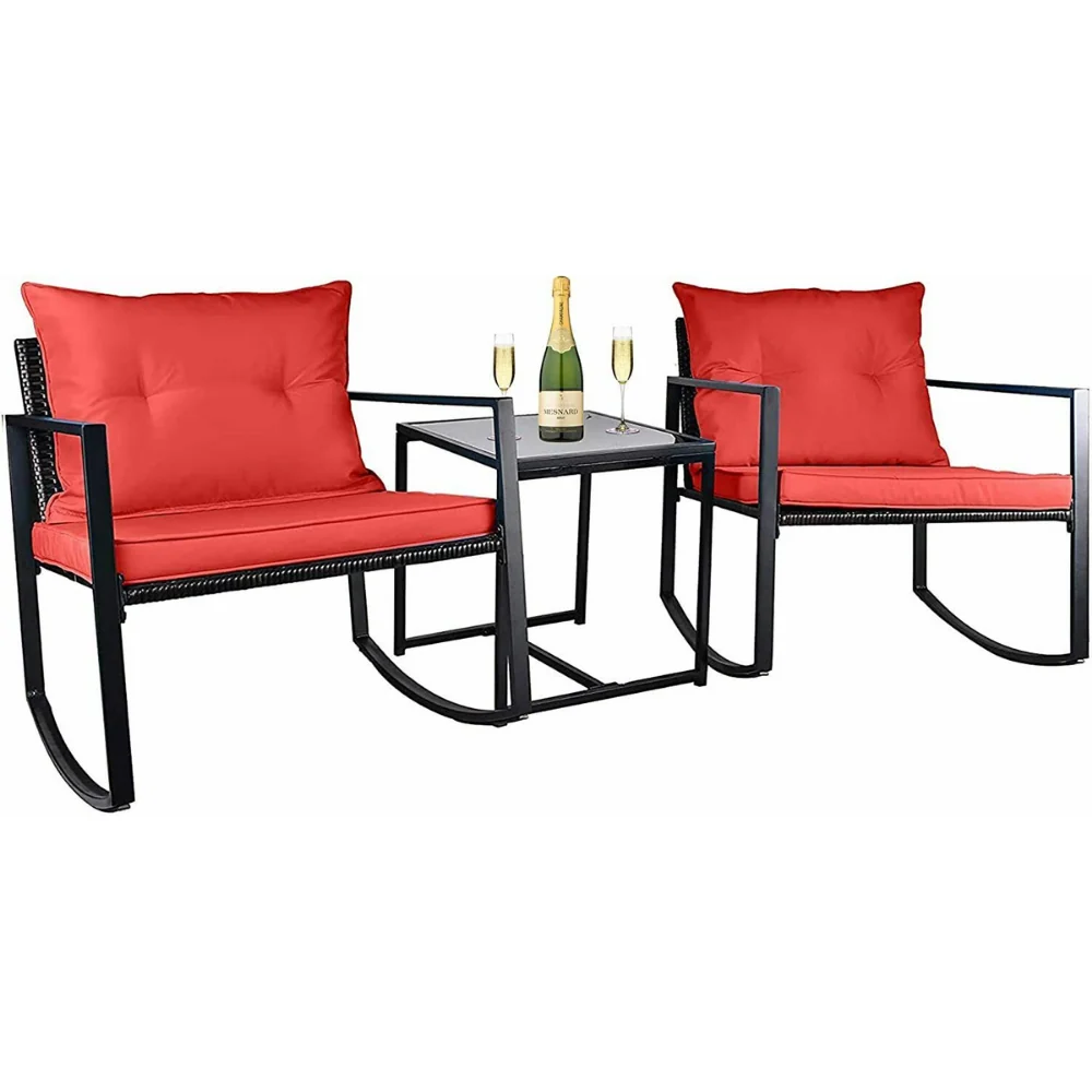 Minimalist Premium Outdoor 3 Piece Rocking Table And Chairs Bistro Set Specialty