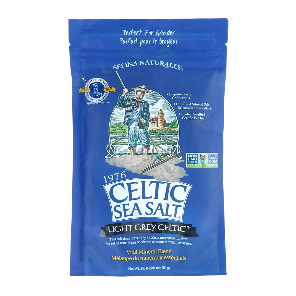 Breathable Celtic Sea Salt Light Grey Coarse Sea Salt by Selina Naturally 16 Oz Original