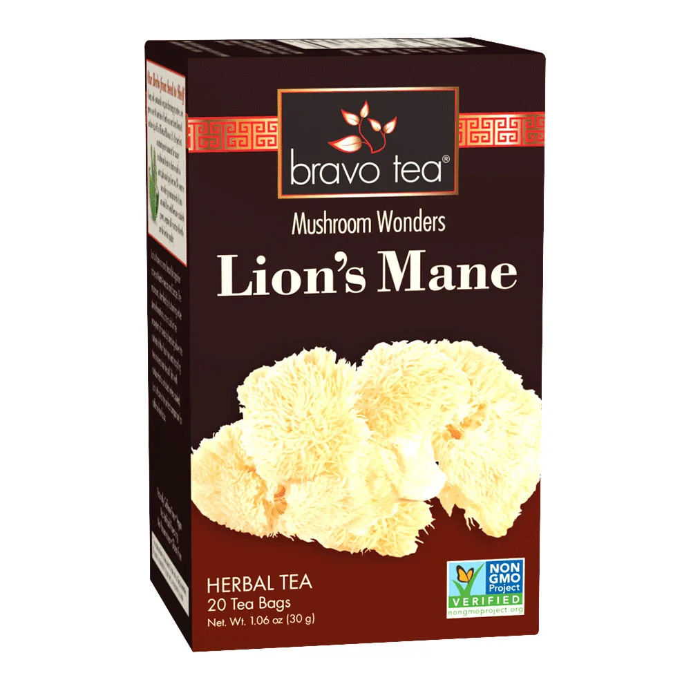 Reusable Bravo Tea Lions Mane Mushroom Herbal Tea Bags 20 Ea Detailed