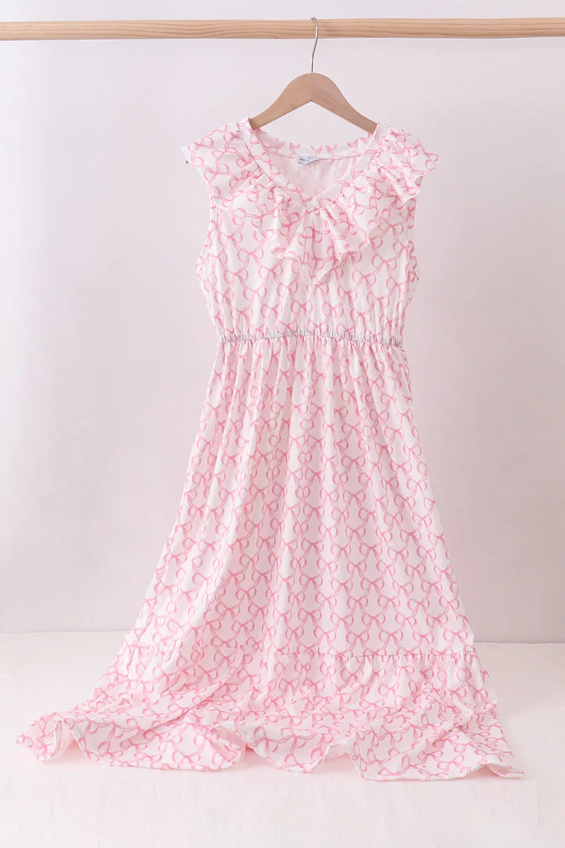 Effective Pink bow ruffle tiered dress Professional