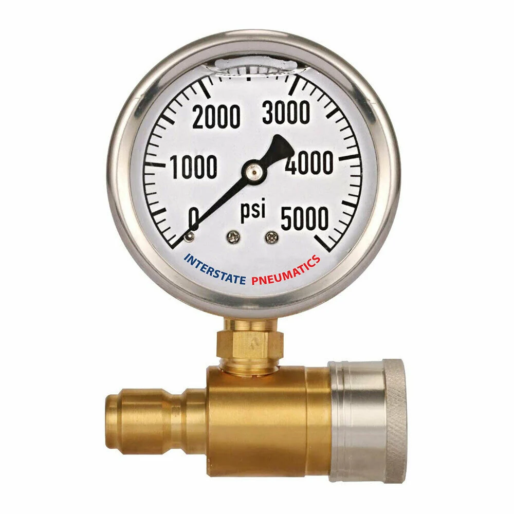 Solid Snap On Quick Connect Pressure Washer Pressure Gauge Gage Fine