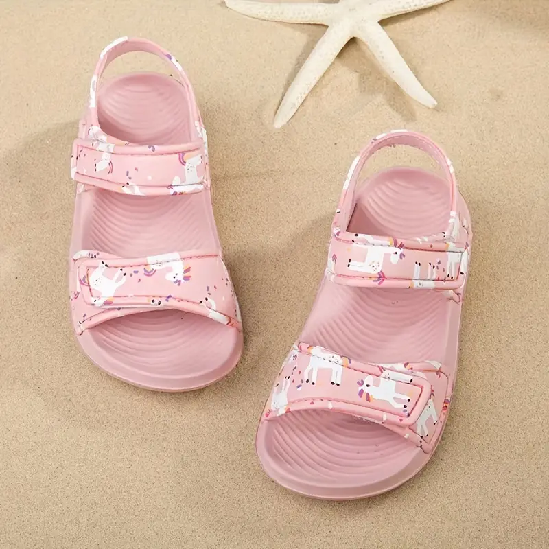 Verified Trendy Girls Cartoon Print Non-Slip Summer Sandals Enhanced