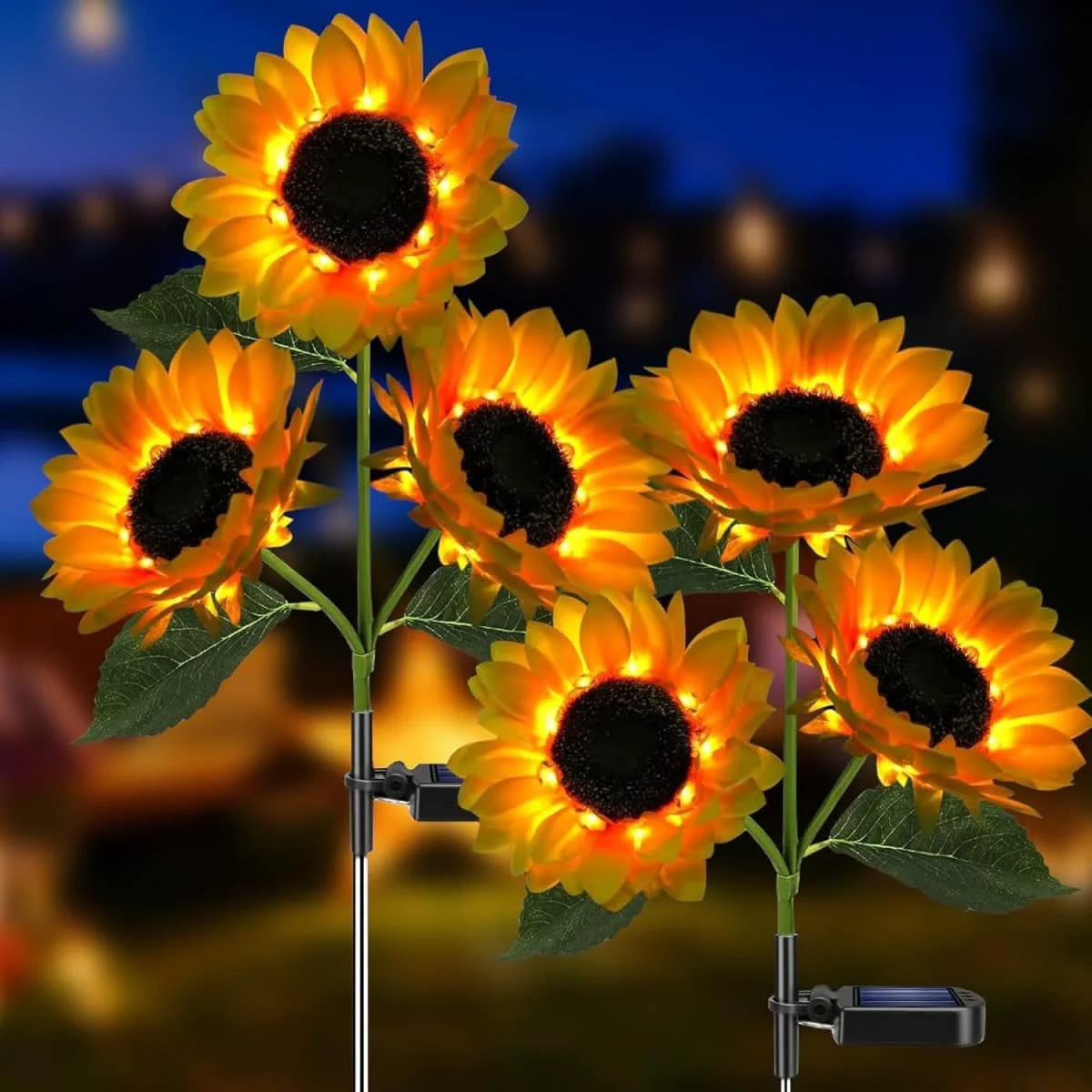 Artisan 3-Head Sunflower Solar Garden Stake Lights Quality