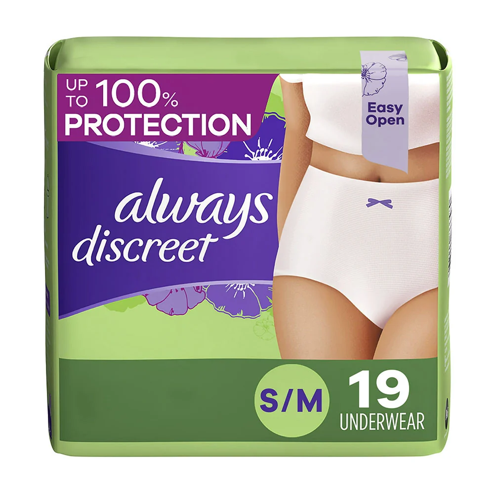 Relaxed Discreet Incontinence Postpartum Underwear for Women Maximum Small Medium White 19 Ea Innovative