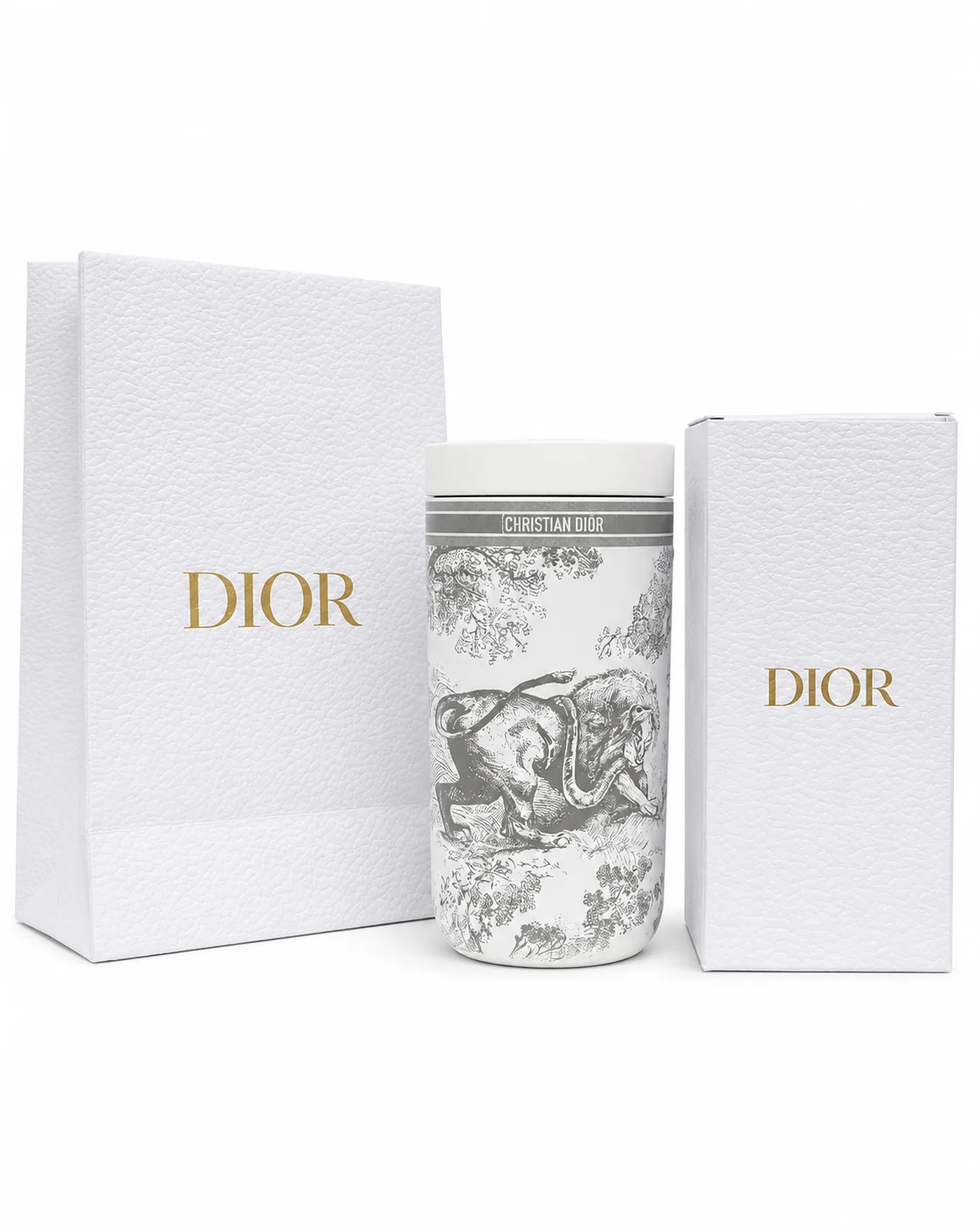 Recyclable CHRISTIAN DIOR GREY AND WHITE TRAVEL MUG CUP Relaxed