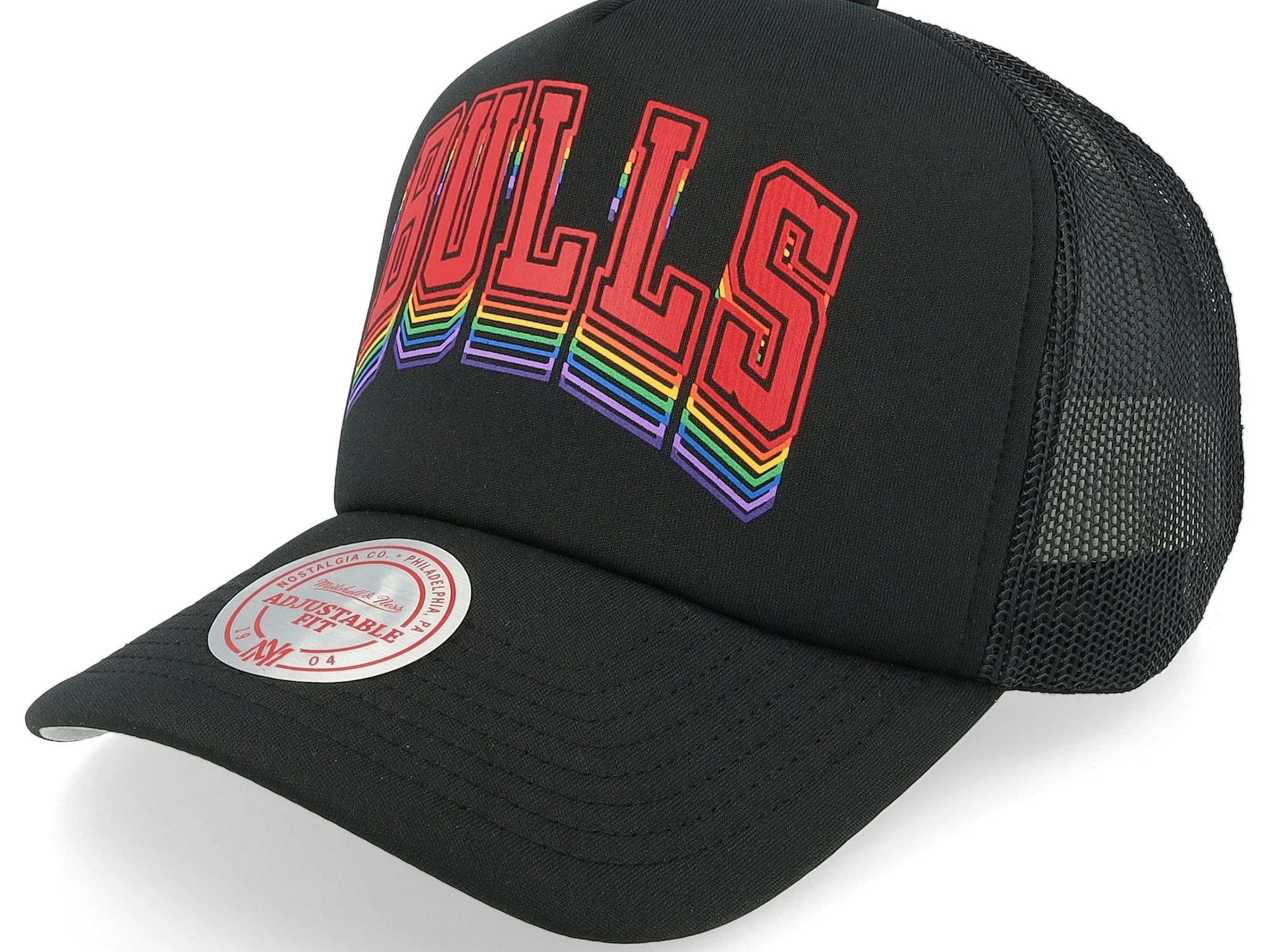 Authentic Mitchell Ness Men's NBA Roygbiv Trucker Bulls Hats Versatile