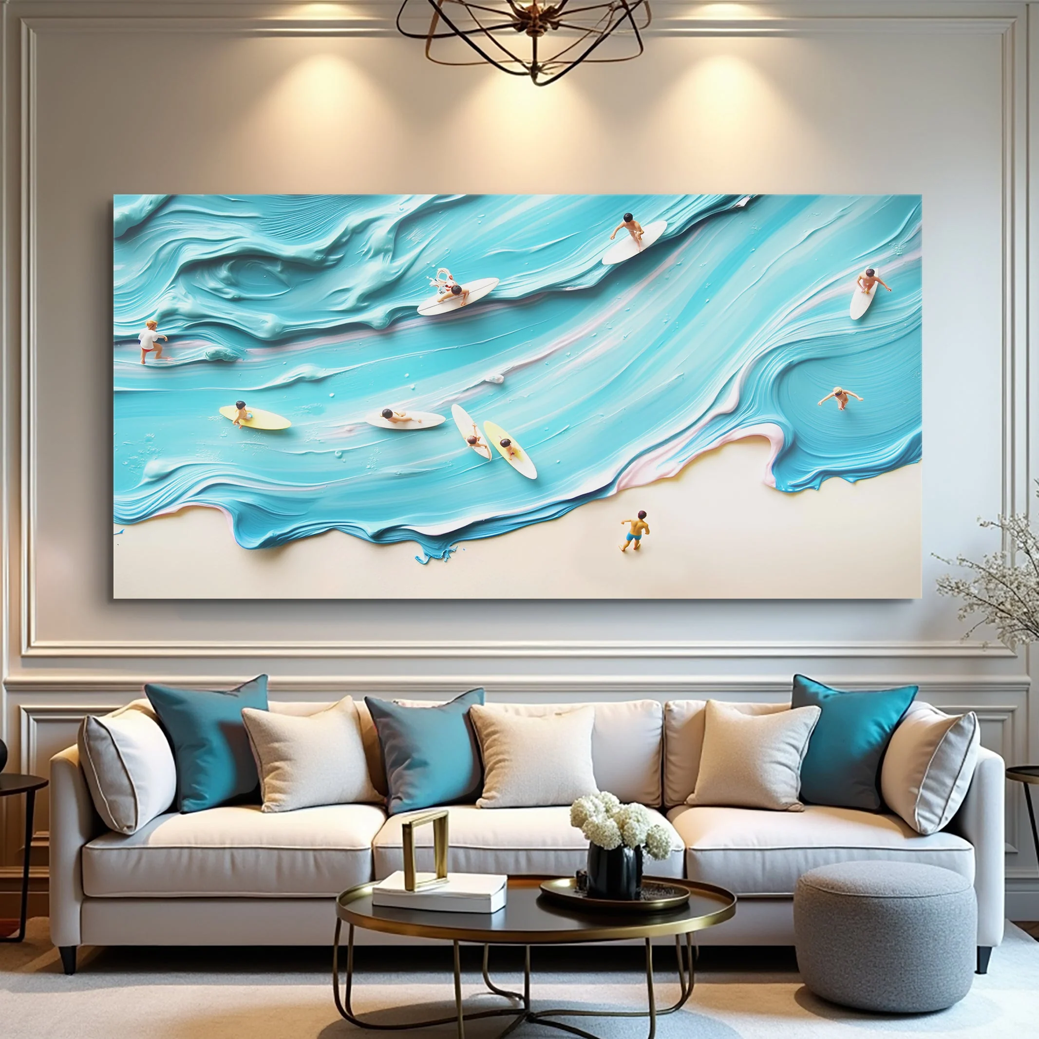 Convenient Abstract Aerial View Beach Wall Art Advanced