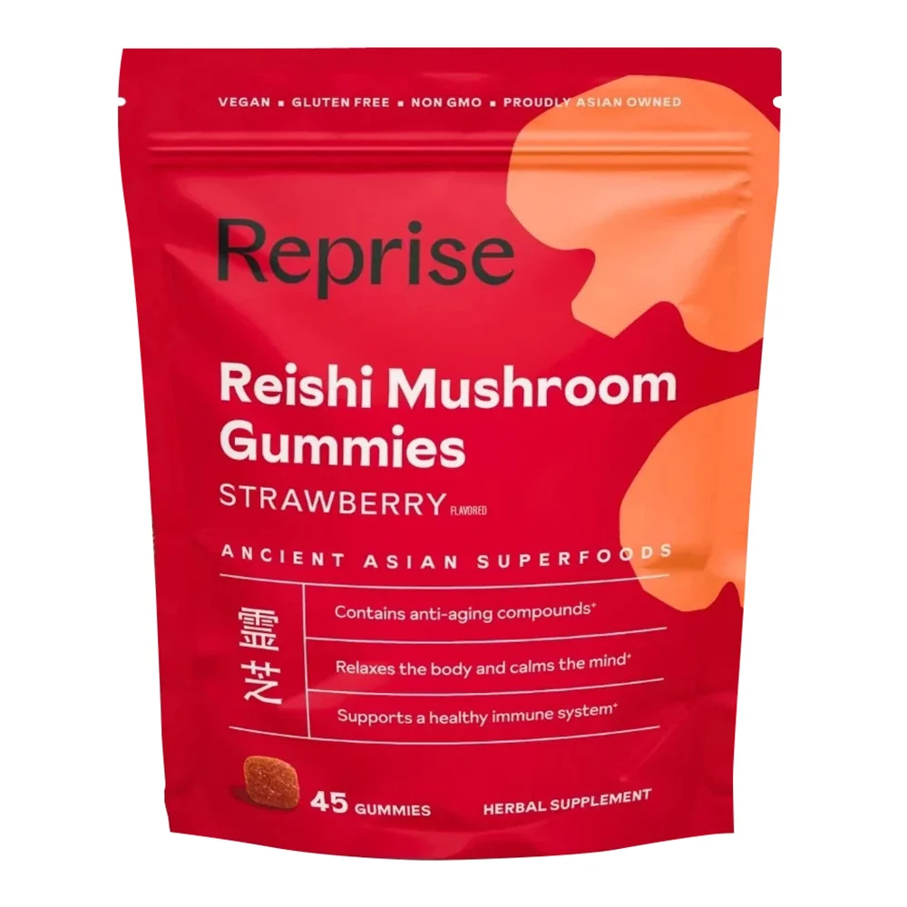 Next-Generation Reprise Reishi Mushroom Gummies for Immunity and Stress Support Strawberry Flavor 45Ea Durable