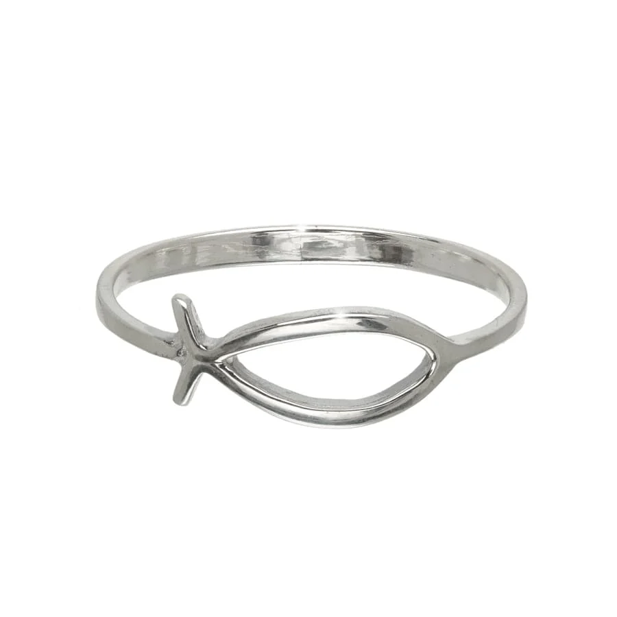 Genuine Sterling Silver Open Fish Ring Pure