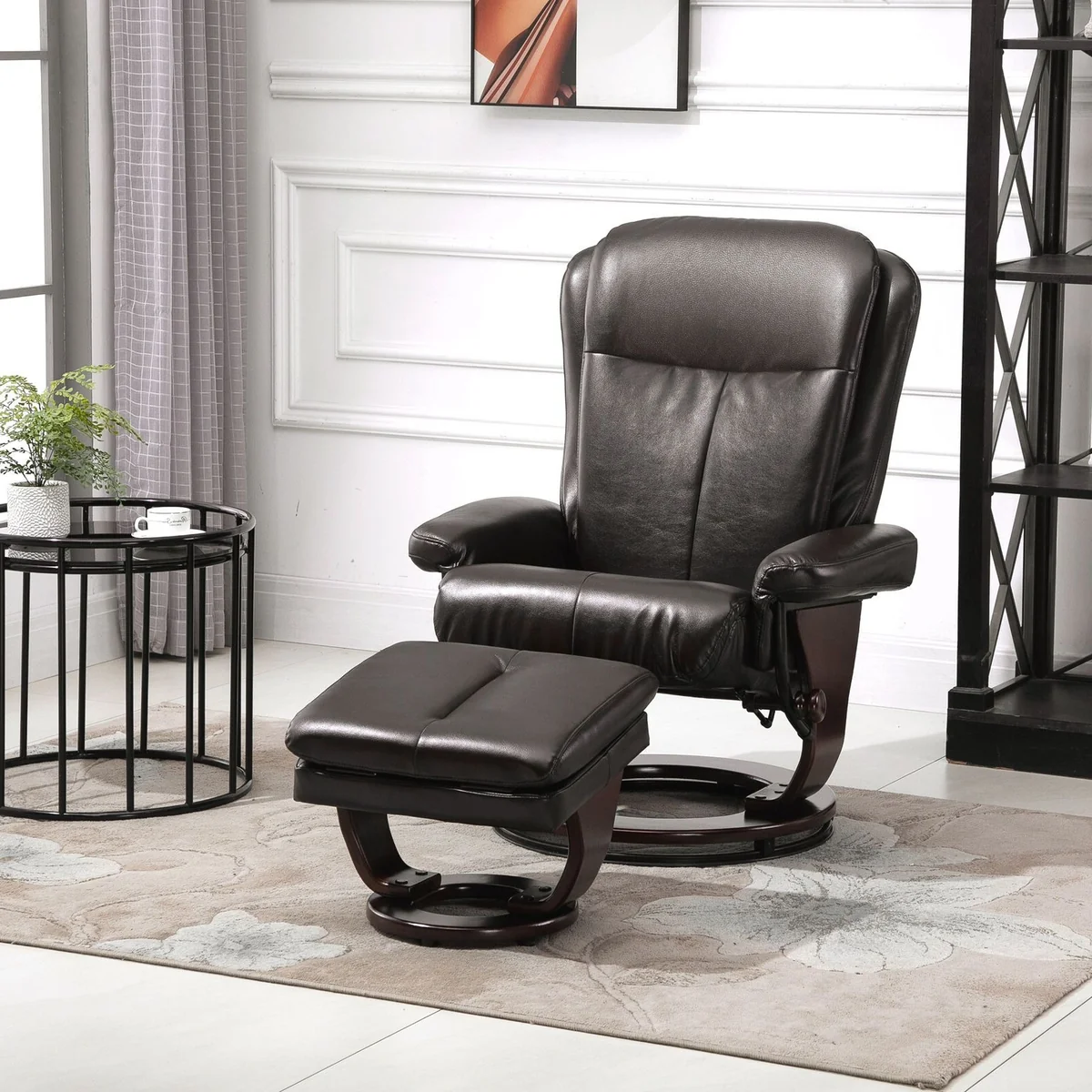 Crafted Premium Modern Leather Swivel Rocker Recliner Chair Premium Material