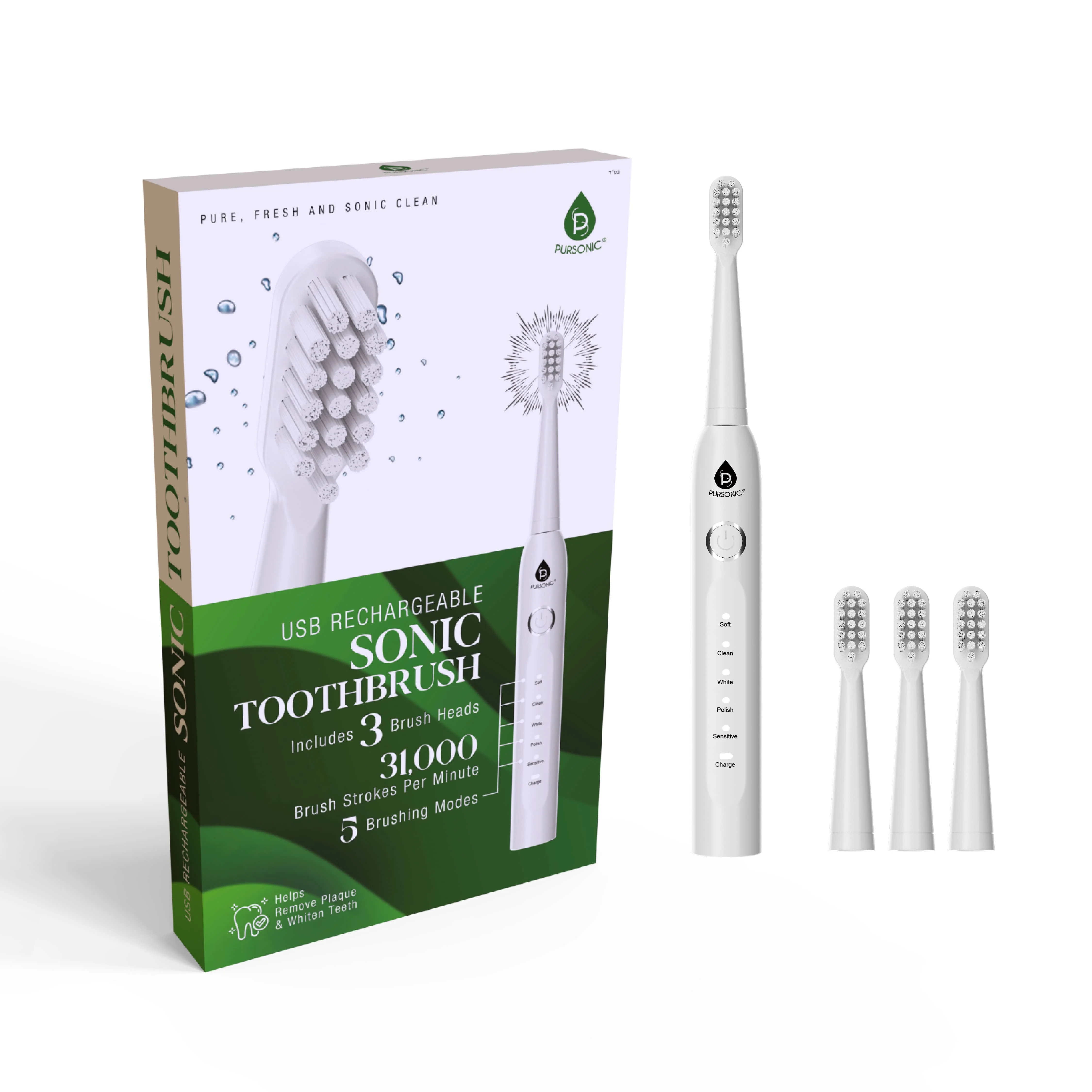Organic USB Rechargeable Electric Toothbrush - Advanced Cleaning for a Healthier Smile Classic