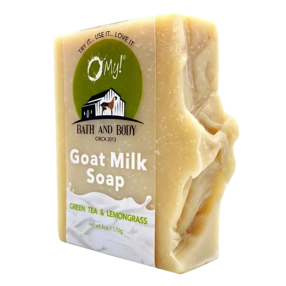 Organic O My Goat Milk Soap Bar Green Tea and Lemongrass for Gentle Cleansing and Refreshing Skin 6Oz 170g Elegant