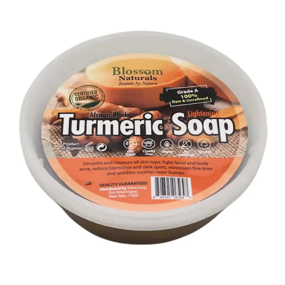 Unique Blossom Naturals Organic Natural African Black Turmeric Lightening Soap 8Oz Fine