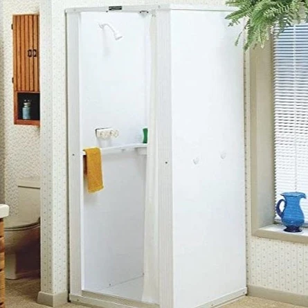 User-Friendly Portable Compact Mobile Home Stand Up Shower Stall Kit 32 in x 32 in Pure