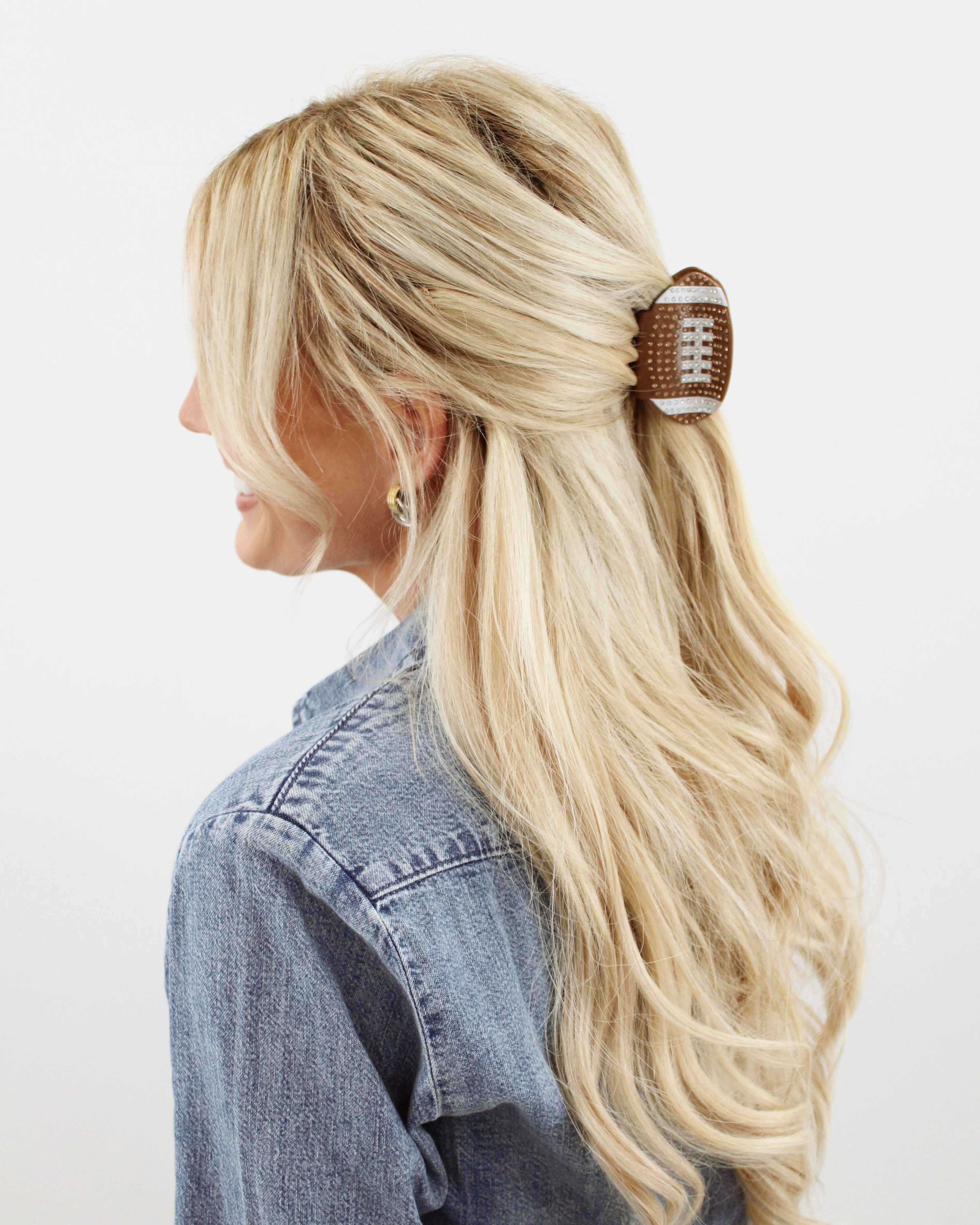 Fine Crafted Rhinestone Football Clip Smart