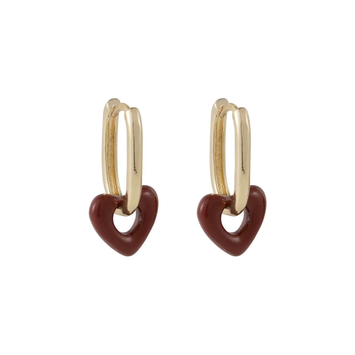 Versatile Red Enamel Goldtone Heart Charm Huggie Earrings Outstanding