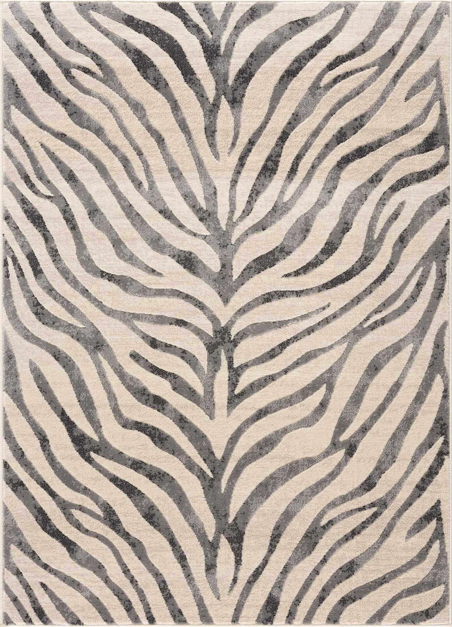 Original Design Gray Ecorse Zebra Print Area Rug Green