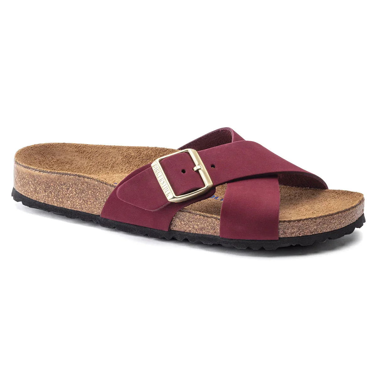 Excellent Birkenstock Women's Siena Soft Footbed Nubuck Maroon Sandals Quality