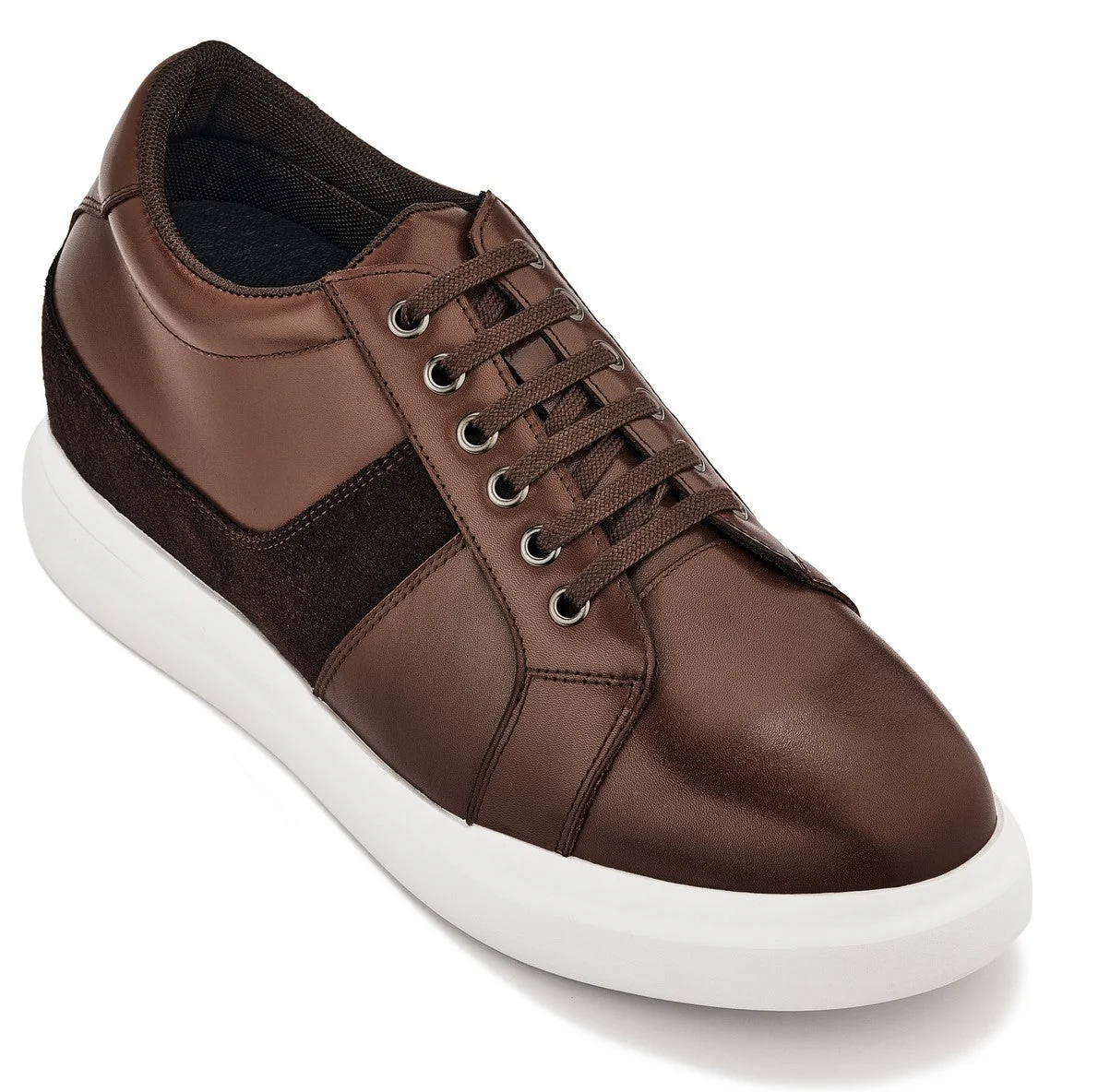Contemporary CALTO - K1532 - 3 Inches Taller Coffee Brown - Lightweight Leather Sneakers Official