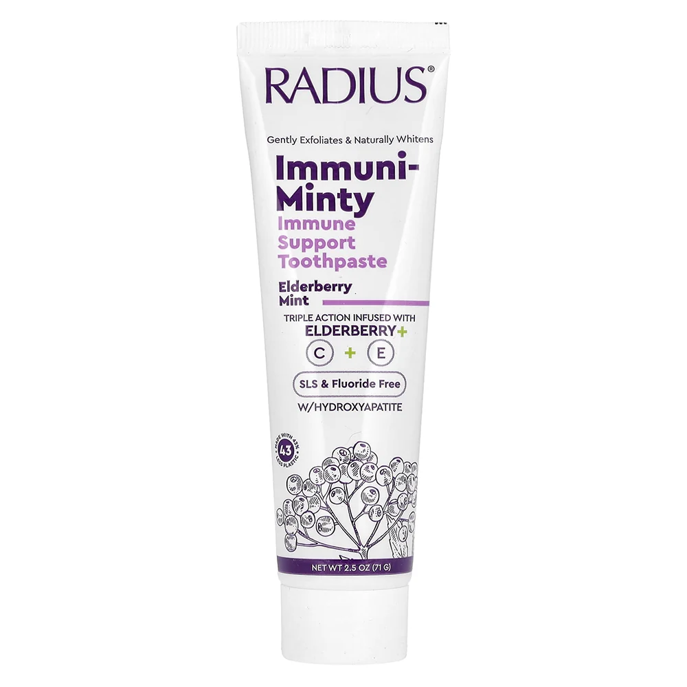 User-Friendly Radius Immuni Minty Immune Support Toothpaste Gently Exfoliates and Naturally Whitens Fluoride 2.5Oz 71g Modern