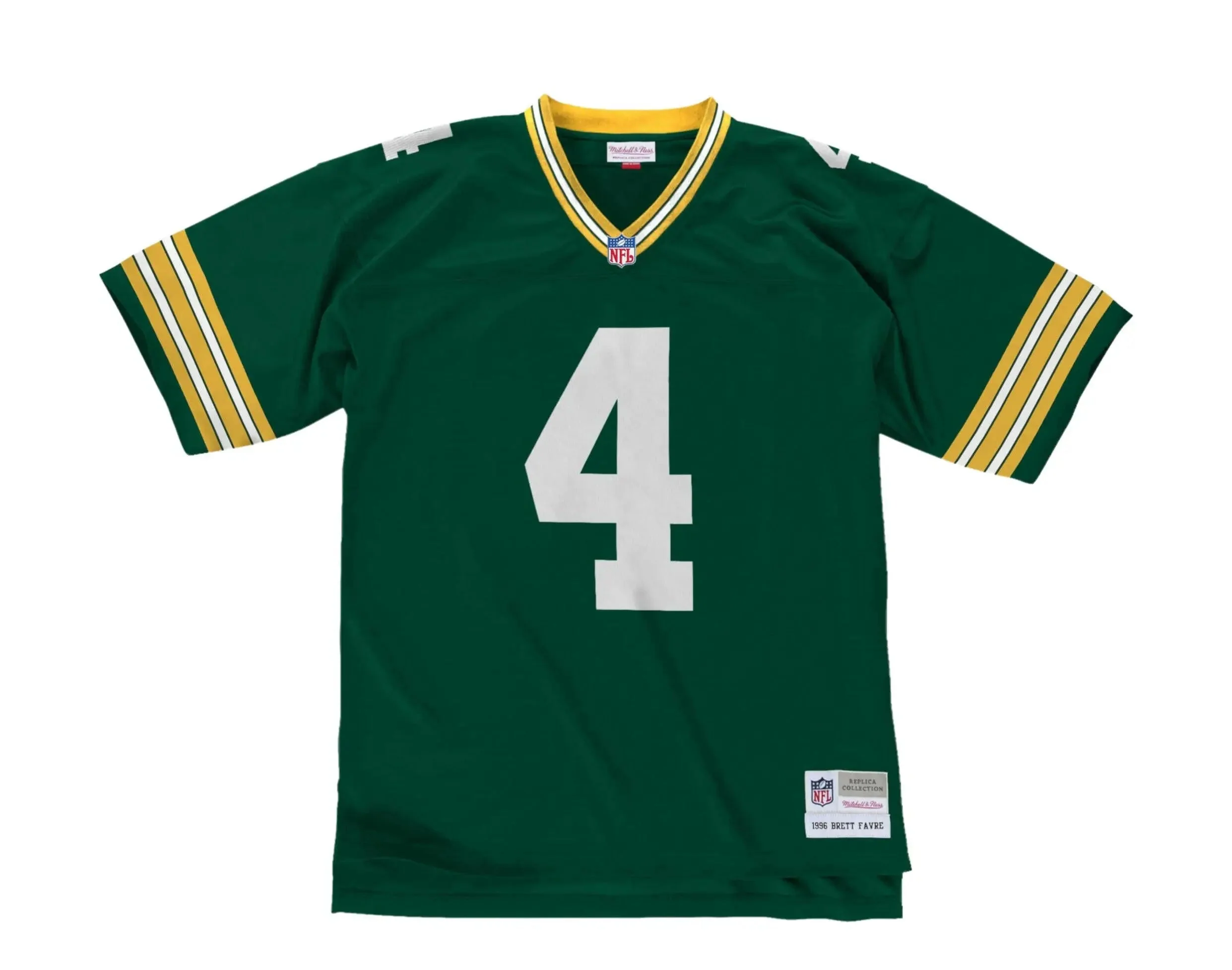 Enhanced Mitchell Ness Legacy Green Bay Packers 1996 Brett Favre Men Football Jersey Dark Green Smooth