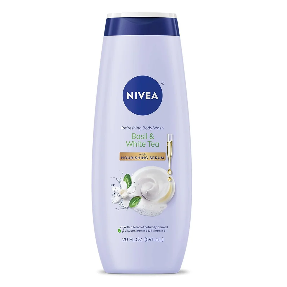 Effective Nivea Refreshing Basil and White Tea with Nourishing Serum Body Wash for Women Enriched with Provitamin B5 and Vitamin E 20Oz 591ml Prestigious