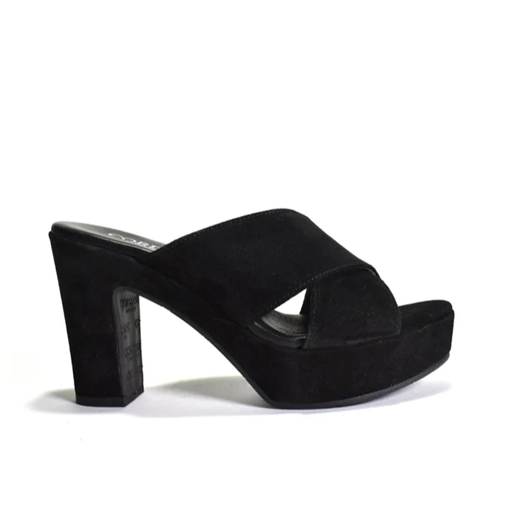 Sophisticated Cordani Teresa Heel in Black Suede Recyclable