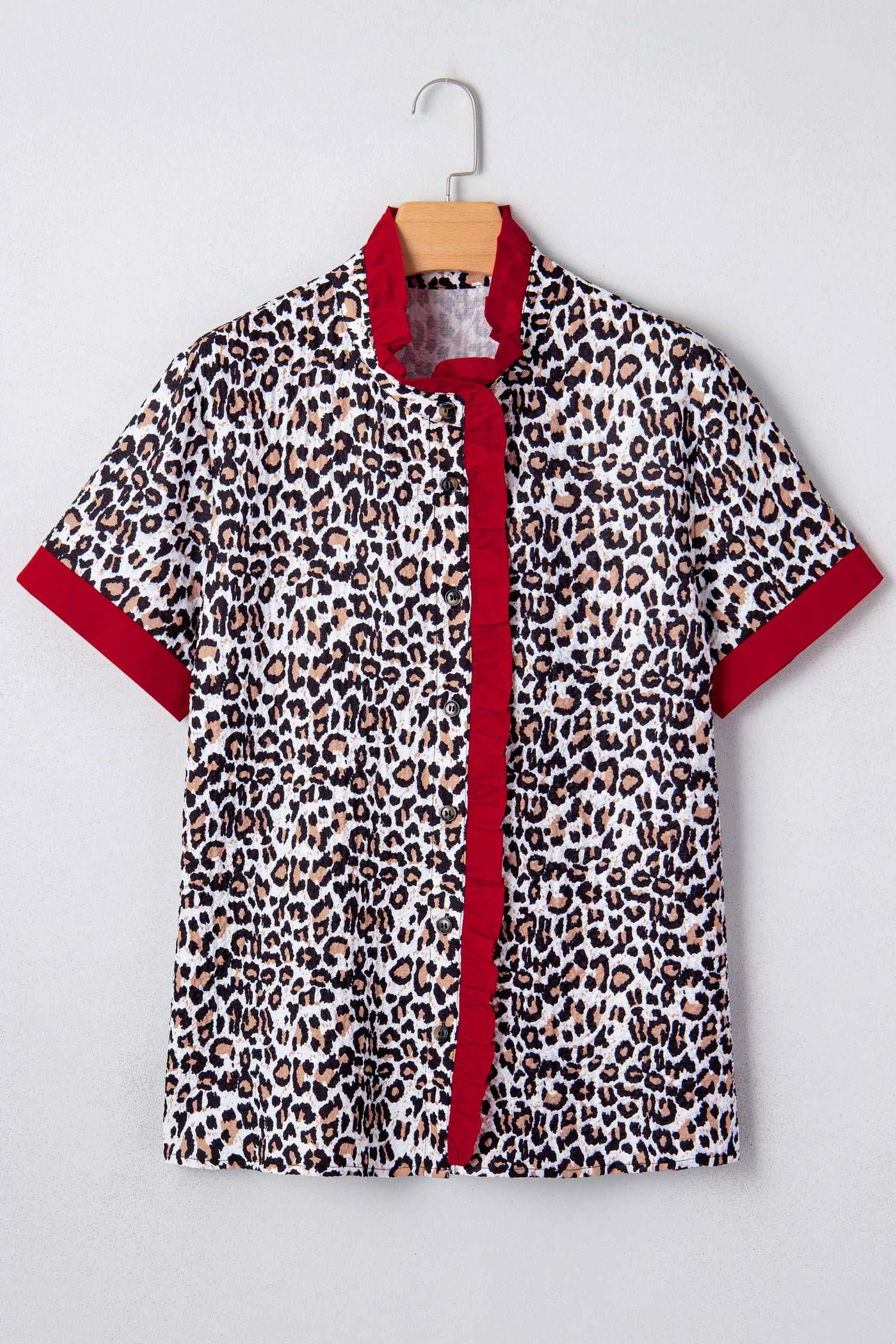 Recyclable Threaded Pear Laura Contrast Frilled Trimmed Shirt Smart