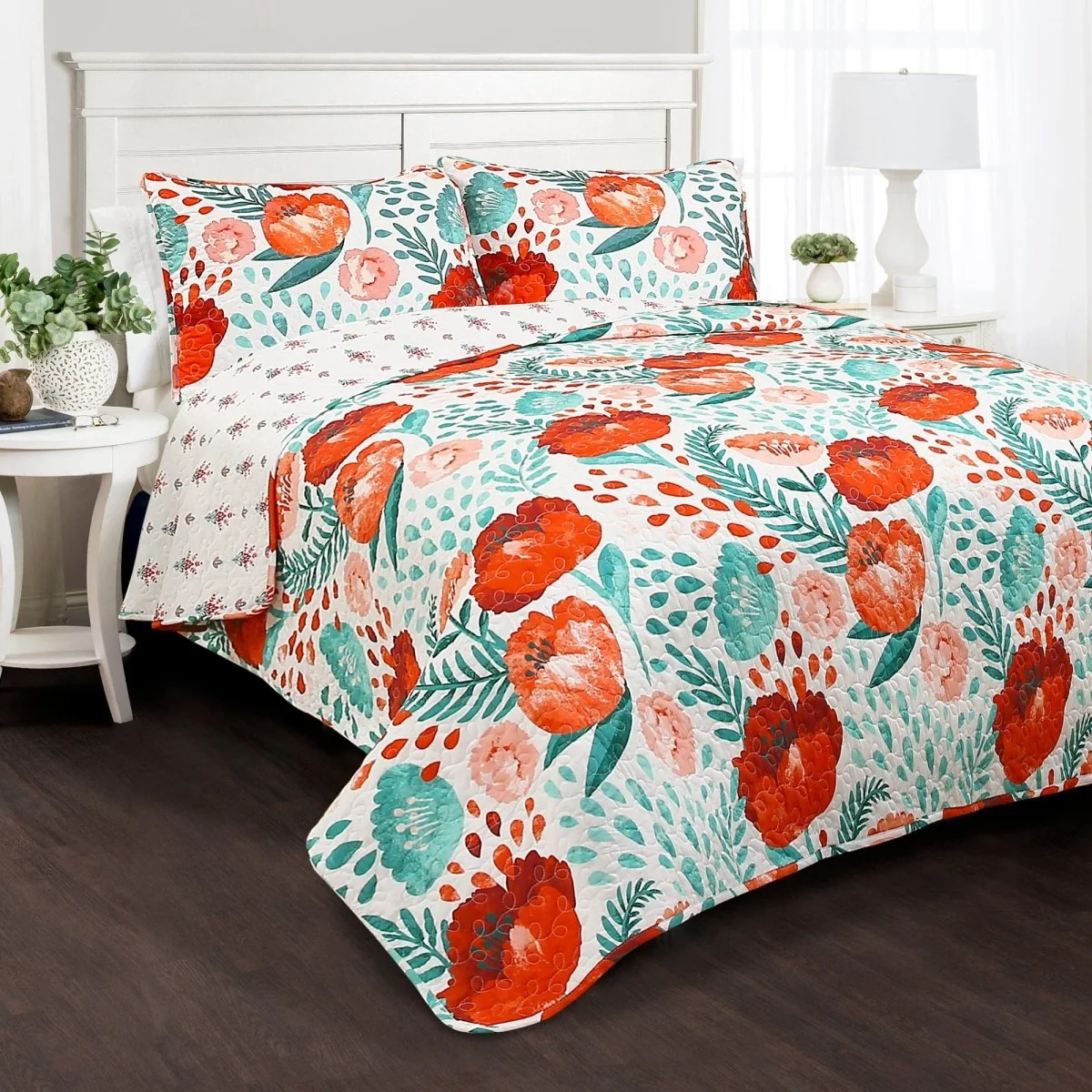 Effective Poppy Garden Quilt 3 Piece Set Fine Crafted