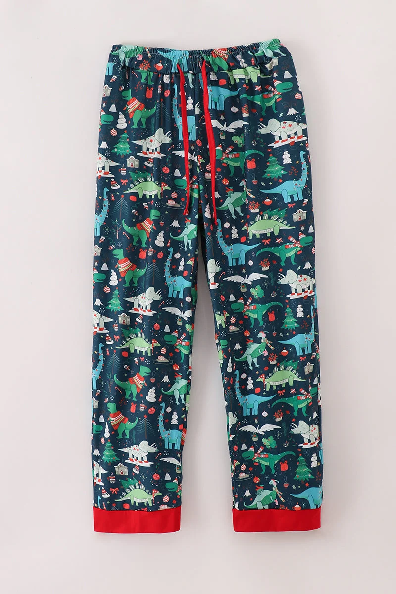 Consistent Green dinosaur print mom pajamas pants Responsible