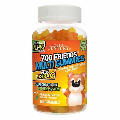 Specialty 21St Century Zoo Friends Childrens Multivitamin Supplement Plus Extra C Multi Gummies - 60 Ea Superior