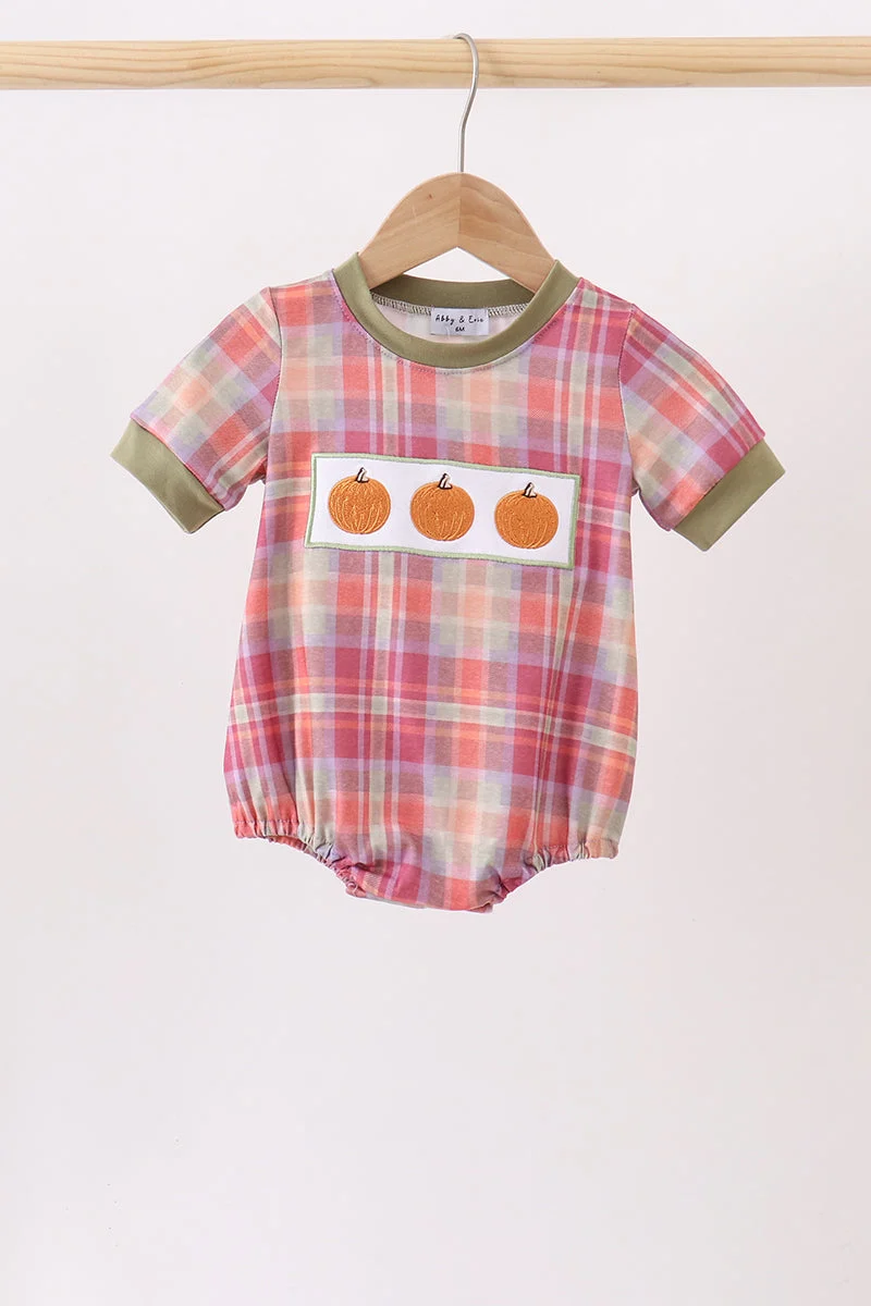 Healthy Camel Pumpkin Embroidery Plaid Bubble Top-Quality