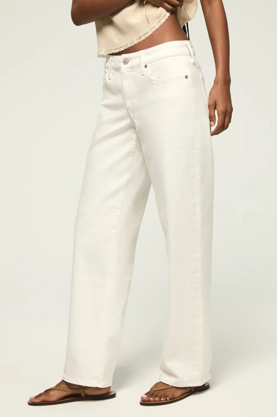 Trendy Lucky Brand Women's the Baggy - White Lies Wash Pure