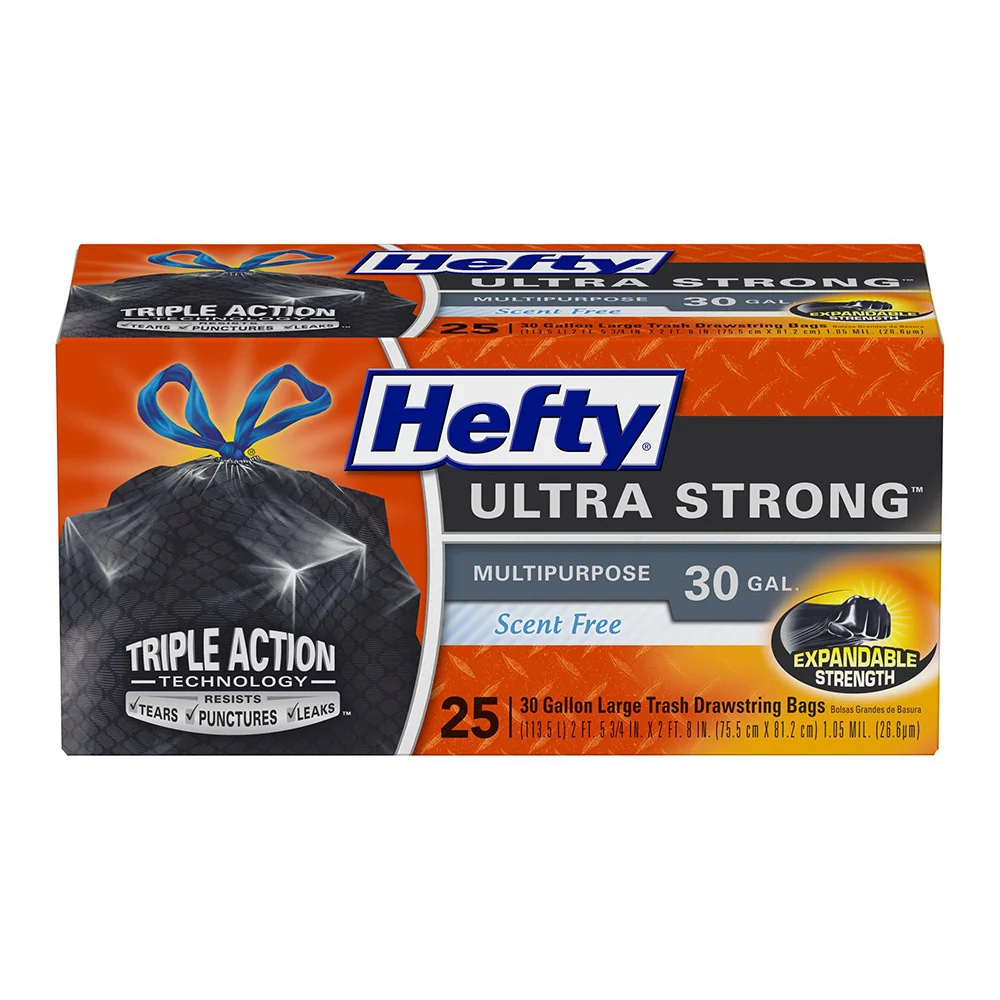 Responsible Hefty Ultra Strong Multipurpose Unscented Trash Bags 30 Gallon 25 Ea Flexible