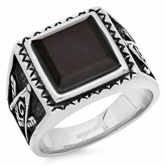 Artisan Mason Statement Ring with Simulated Black Diamond Luxury